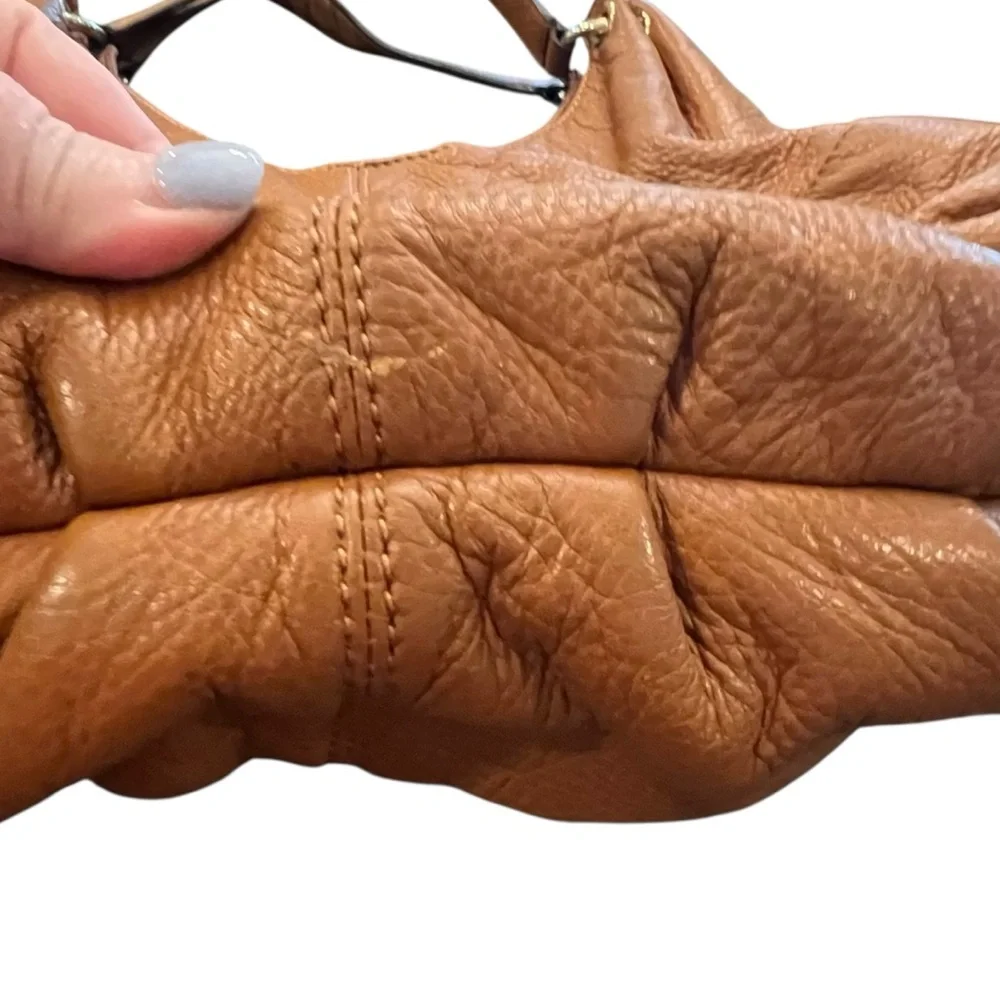 MICHAEL Michael Kors Tan Gold Leather Large Layton Hobo Bag Zippered BOHO Preppy - Picture 14 of 16